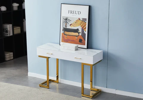 LENA New Design Golden Beige Marble Dressing Table