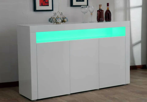 White lacquered designer sideboard ORA New Design LED