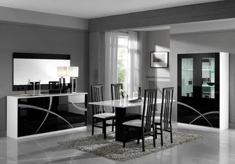 MILAN black lacquered dining room - DEKOFLIX