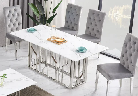 PORTO New design coffee table in silver white marble