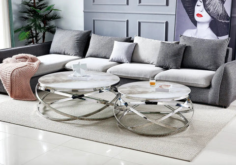 Round coffee table in beige EVO marble New Design